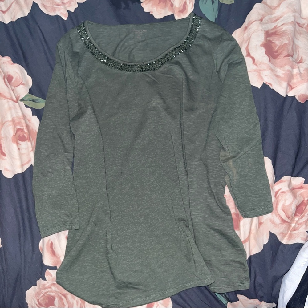 Coldwater Creek beaded 3/4 sleeve top 2x